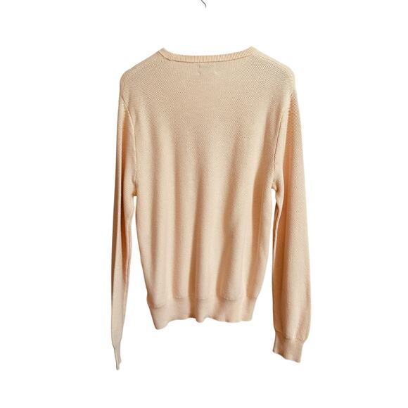 NEW J Crew Silk Cotton Pique Stitch Light Pale Pink Peach Crewneck Sweater Large - Picture 5 of 5